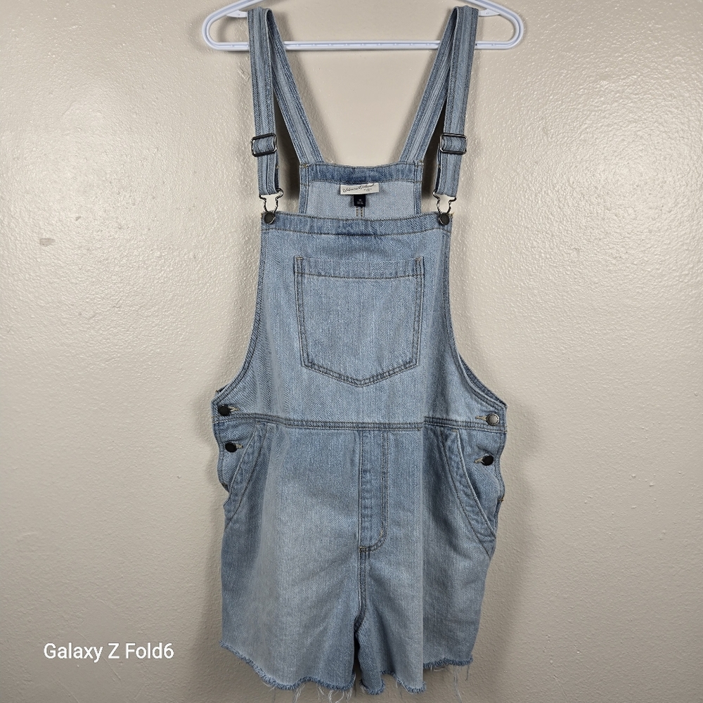 Universal Thread Fair Trade Denim Shortalls 14 Light Wash 100% Cotton Overalls‎